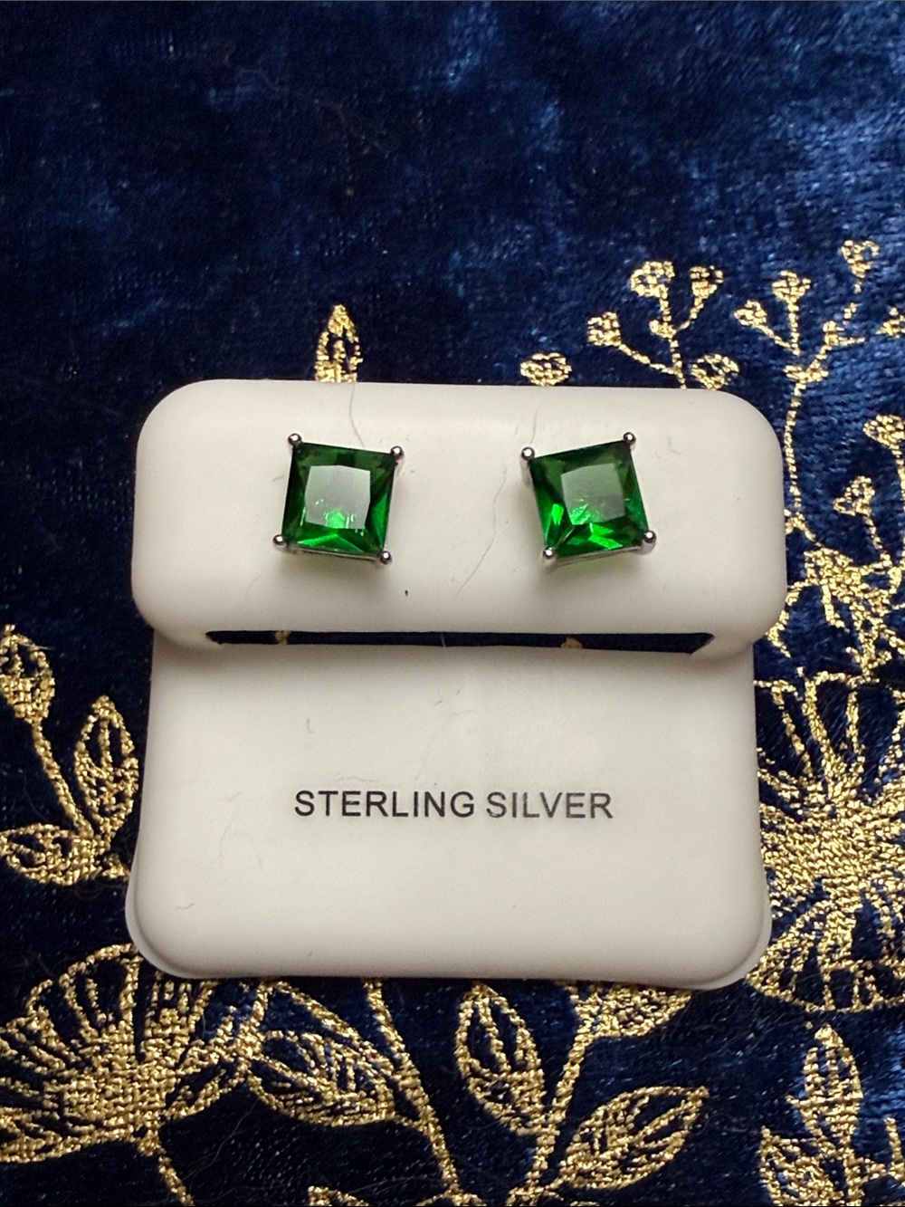 ASHER CUT Green EMERALD GEMSTONE Earrings IN 925 Sterling Silver NEW